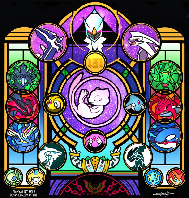 Illustration for article titled Artist draws 151 Pokémon in 151 days, ends with gorgeous stained glass Mew
